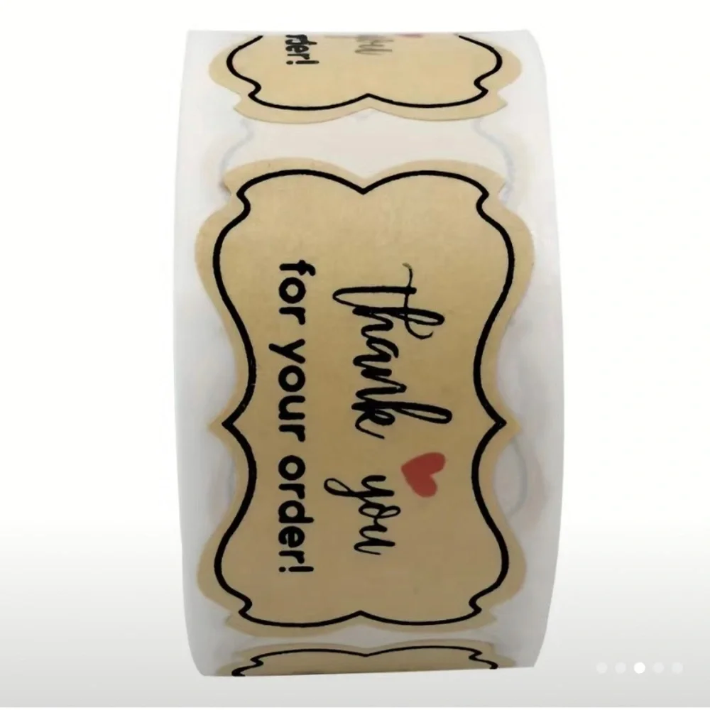 250 pc roll Kraft paper thank you for your order‎ stickers